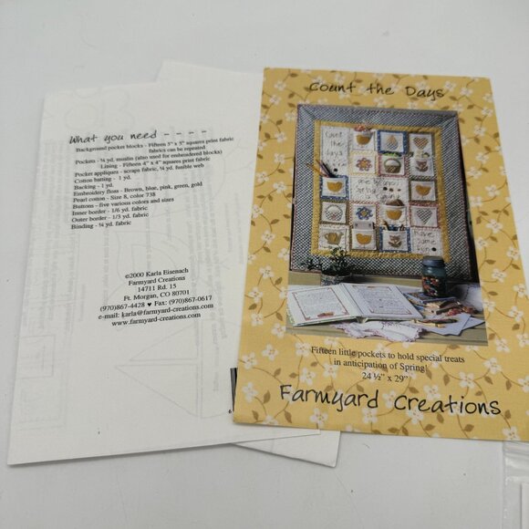 Farmyard Creations Count The Days Spring Quilt Pattern Pockets Button Notations - Picture 5 of 6